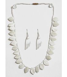 Shell Leaf Necklace with Earrings