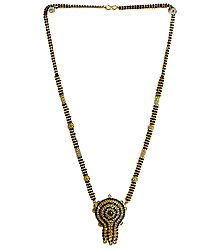 Gold Plated and Black Stone Studded Mangalsutra with Pendant