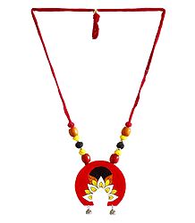 Adjustable Necklace with Painted Cardboard Pendant