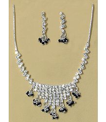 White Stone Studded Necklace and Earring Set