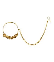 Kundan Non Piercing Nose Ring with Chain