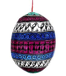Tribal Painting on a Hanging Coconut