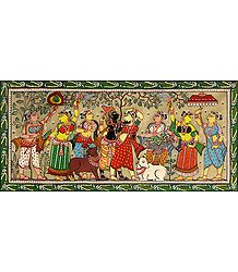 Radha Krishna with Six Gopinis