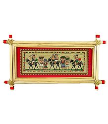 Tribal Farmers of India - Tribal Painting on Palm Leaf - Framed