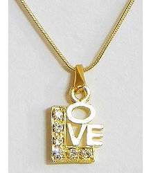 Golden Chain with Gold Plated Love  Pendant