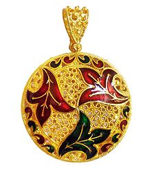 Gold Plated Laquered Pendant