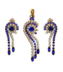 Faux Sapphire and Zirconia Studded Pendant Set