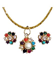 Multicolor Stone Studded Pendant with Chain