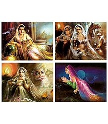 Rajasthani Women and Lovers - Set of 4 Posters