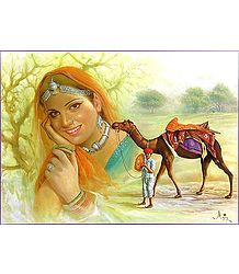 Rajasthani Man, Woman and Camel