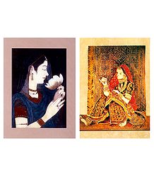 Princess and Rajasthani Woman - Set of 2 Small Posters