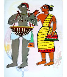 Santhal Couple - Photo Print of Jamini Roy Painting