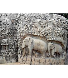 Descent of the Ganges - (Rock Reliefs) Mahabalipuram - Tamil Nadu, India