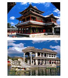 Grand Theatre and the Marble Boat, China - Set of 2 Postcards