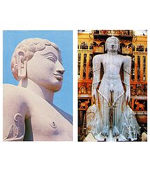 Lord Gomateshwara and Maha Mastabhishekha of Sri Gomateshwara - Set of 2 Postcards