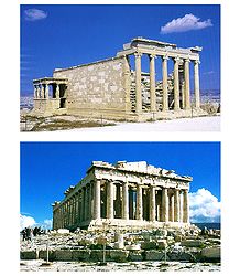 Old Temple of Athena and Parthenon, Athens, Greece - Set of 2 Postcards