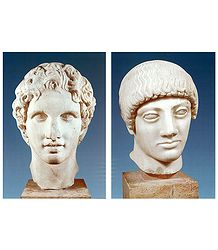 Bust Statue of Alexander the Great and Blond Kouros's Head of the Acropolis, Athens, Greece - Set of 2 Postcards