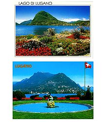 Lugano, Switzerland - Set of 2 Postcards