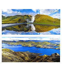 Skogafoss Waterfall & Langisjor Lake, Iceland - Set of 2 Postcards