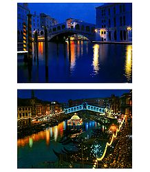 Venice at Night, Italy - Set of 2 Postcards