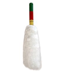 White Chamor with Colorful Wooden Handle for Puja Arti