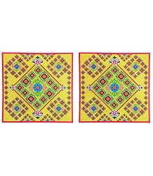 Set of 2 Colorful Sticker Rangoli Print on Paper
