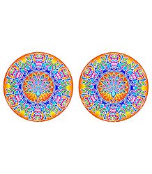 Pair of Rangoli Stickers with Peacock Design