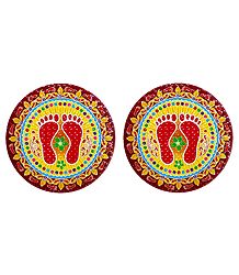 Pair of Rangoli Stickers with Charan Design