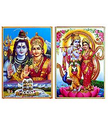 Radha Krishna,Shiva Parvati - Set of 2 Posters