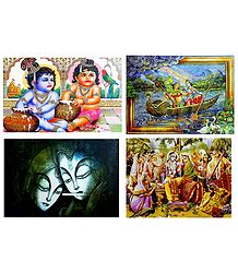 Radha Krishna, Krishna Balaram - Set of 4 Posters