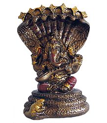 Lord Ganesha Playing Veena - Resin statue