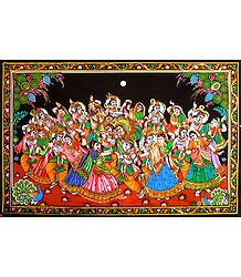 Raas Lila - Print on Cloth with Sequin Work - Unframed