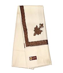 White Woolen Gents Shawl with Woven Border