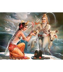 Parvati Pines and Prays for Lord Shiva - Poster