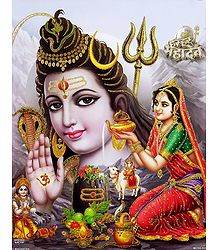 Parvati Pines and Prays for Lord Shiva - Glitter Poster