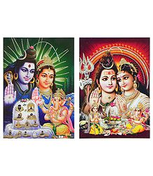 Shiva Family - Set of 2 Glitter Posters