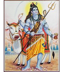 Shiva Standing with Bull - Poster
