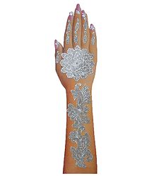 Silver Glitter Sticker Mehendi for Single Hand