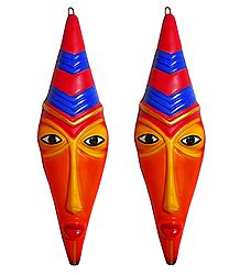 Pair of Decorative Tribal Masks - Terracotta Mask