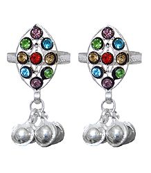 Pair of Multicolor Stone Studded Toe Ring