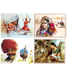 Rajasthani People - Set of 4 Posters