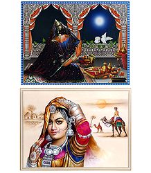Rajasthani Woman and Indian Bride - Set of 2 Posters