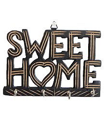 Sweet Home Key Rack with Four Hooks - Wall Hanging