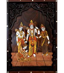 Rama, Lakshman and Sita - Wood Inlay Work
