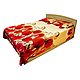 Red Tulips and Lion Print on Glazed Cotton Double Bedspread with 2 Pillow Covers