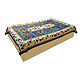King on Elephant with Floral Print on Blue Cotton Single Bedspread