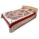 Gujrati Embroidery and Green Cloth Patch on Off-White Cotton Double Bedspread with Two Pillow Covers