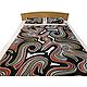 Psychedelic Print on Cotton Double Bedspread with 2 Pillow Covers