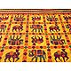 Camel and Elephant Print on Colorful Cotton Single Bedspread with Embroidery