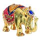 Set of 3 Stone Studded Brass Elephant Containers
